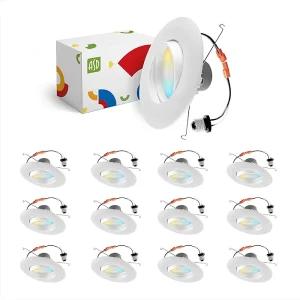 "MEDL 6-inch LED Downlight Retrofit Kit Gimbal by ASD, white 5000K, adjustable recessed lighting for sloped ceilings, energy-efficient with dimming support, ideal for homes and commercial recessed can lights