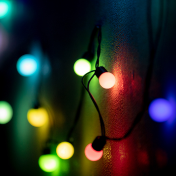 Color-changing dimmable LED Christmas lights controlled via a smartphone app.