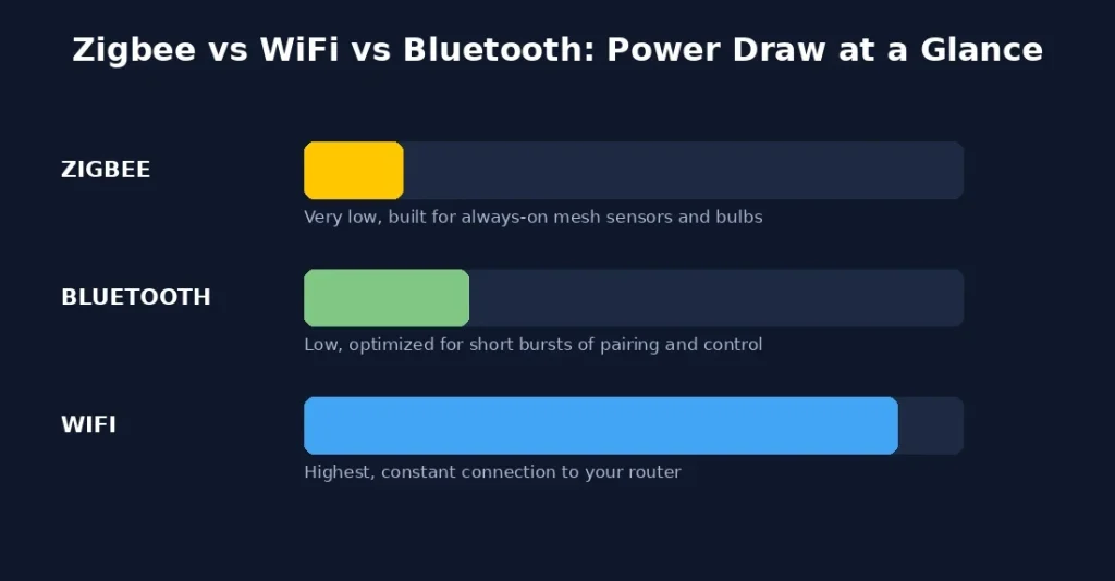zigbee vs bluetooth vs wifi bulb power comparison.