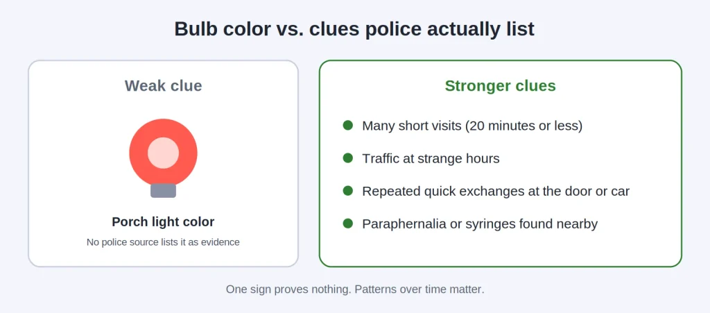 real signs of drug activity at a home.