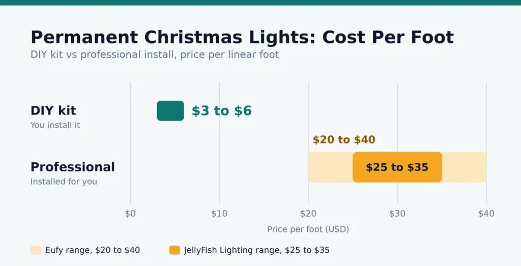 Permanent christmas lights cost per foot diy vs pro