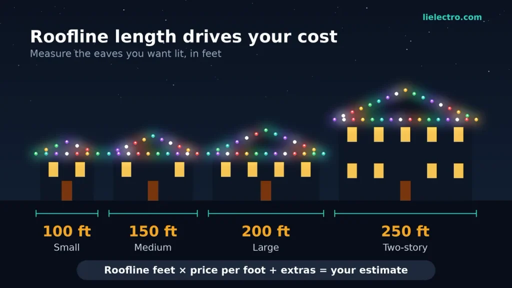 Permanent christmas lights cost by home size